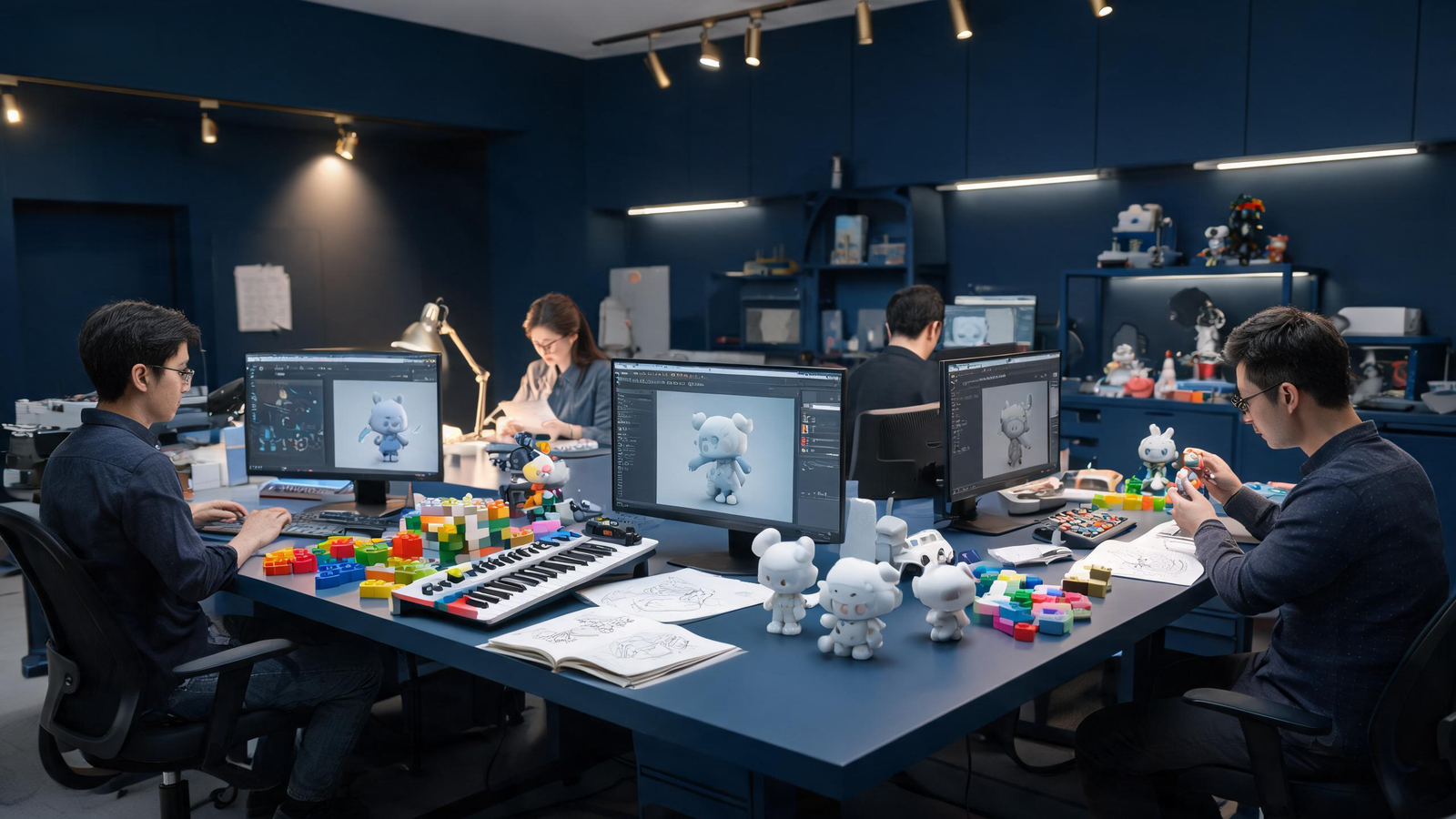 dee-toy in-house R&D studio — industrial designers working on toy prototypes